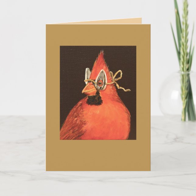 cardinal with sunflower seed mask card (Front)