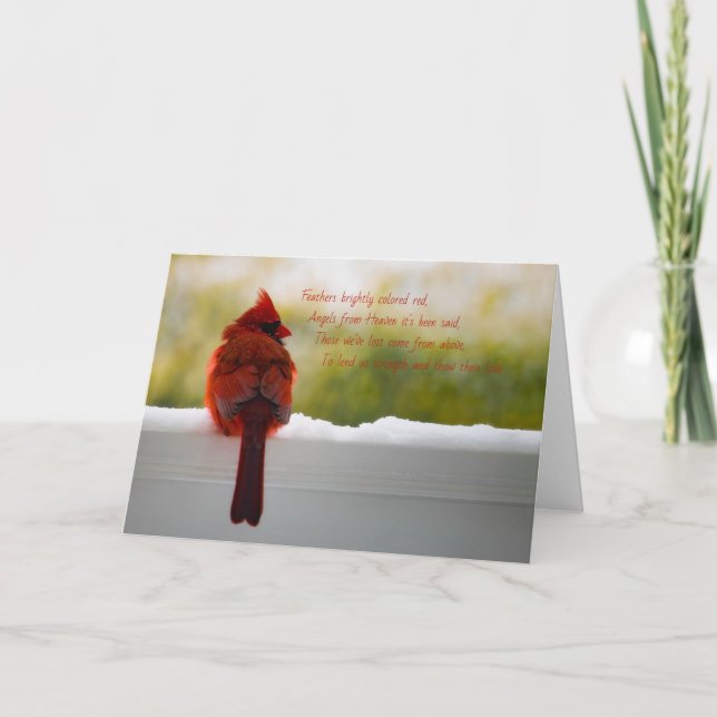 Cardinal with Visitor From Heaven poem Card (Front)