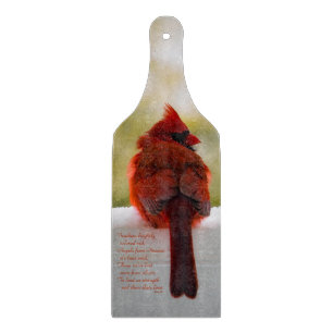 Cardinal with Visitor From Heaven poem Cutting Board