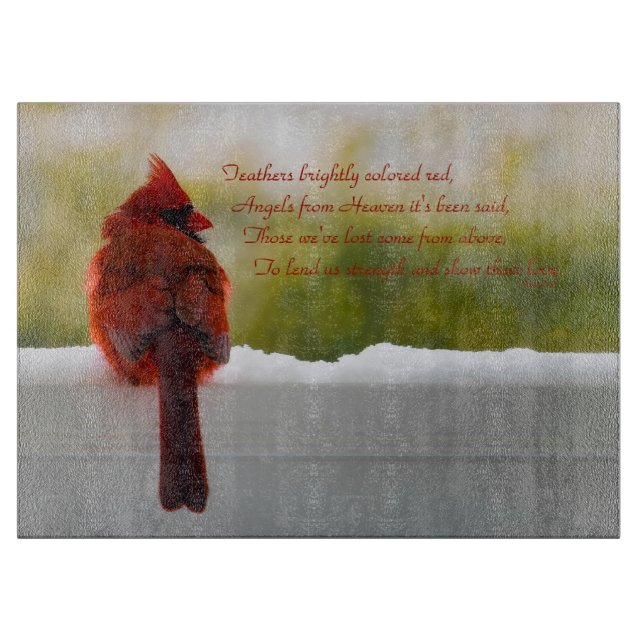 Cardinal with Visitor From Heaven poem Cutting Board (Front)