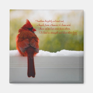 Cardinal with Visitor From Heaven poem Magnet