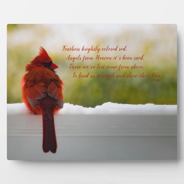 Cardinal with Vistior From Heaven poem Plaque (Front)