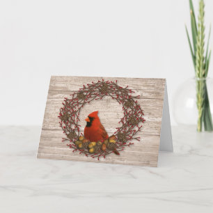 Cardinal Wreath Christmas Card