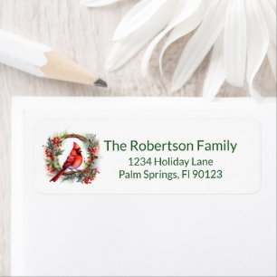Cardinal Wreath Green Return Address