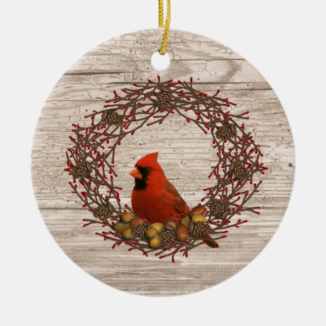 Cardinal Wreath Ornament (Front)