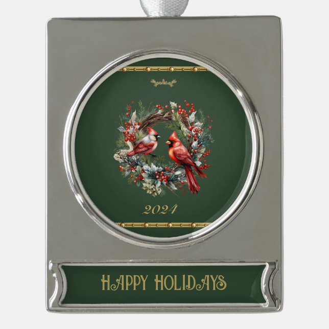 Cardinal Wreath Ornament  (Front)