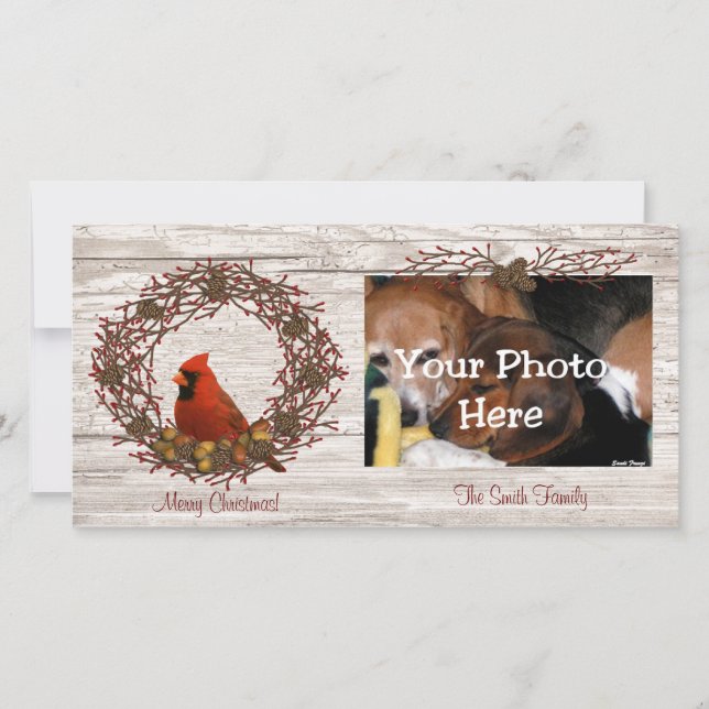 Cardinal Wreath Photo Card (Front)