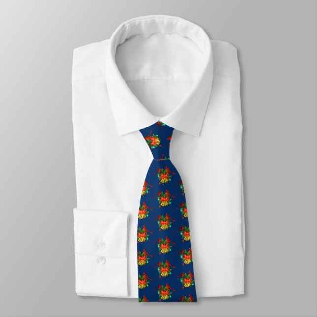 Cardinals and Bells Neck Tie (Tied)