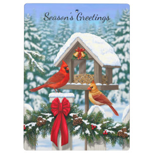Cardinals and Christmas Bird Feeder Clipboard