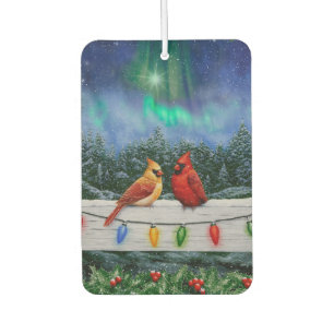 Cardinals and Christmas Lights Winter Snow Car Air Freshener