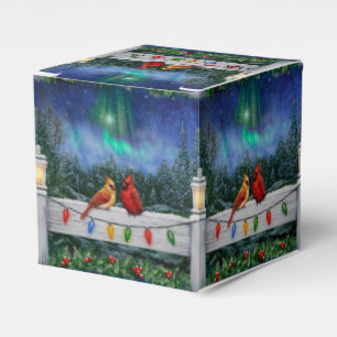 Cardinals and Christmas Lights Winter Snow Favour Box