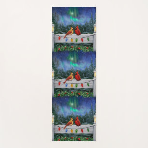 Cardinals and Christmas Lights Winter Snow Yoga Mat