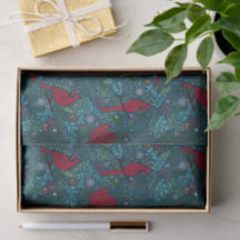 Cardinals and conifers, winter holiday pattern