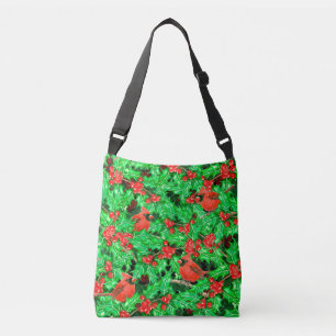Cardinals and holly berry crossbody bag