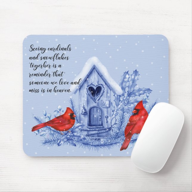 Cardinals and Snowflakes  Mouse Pad (With Mouse)