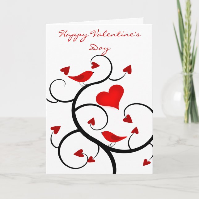 Cardinals and Vines Happy Valentine's Day Card (Front)