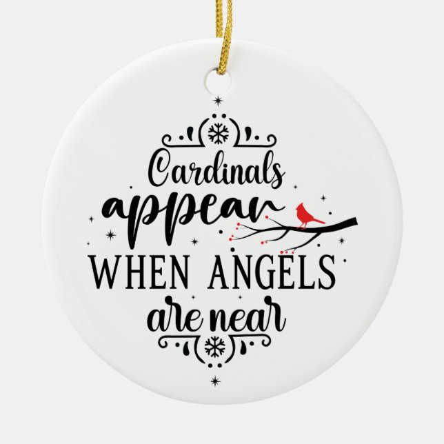 Cardinals Appear Angels Near Photo Memorial  Ceramic Tree Decoration (Front)