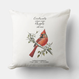 Cardinals appear when angels are near Memorial Cushion
