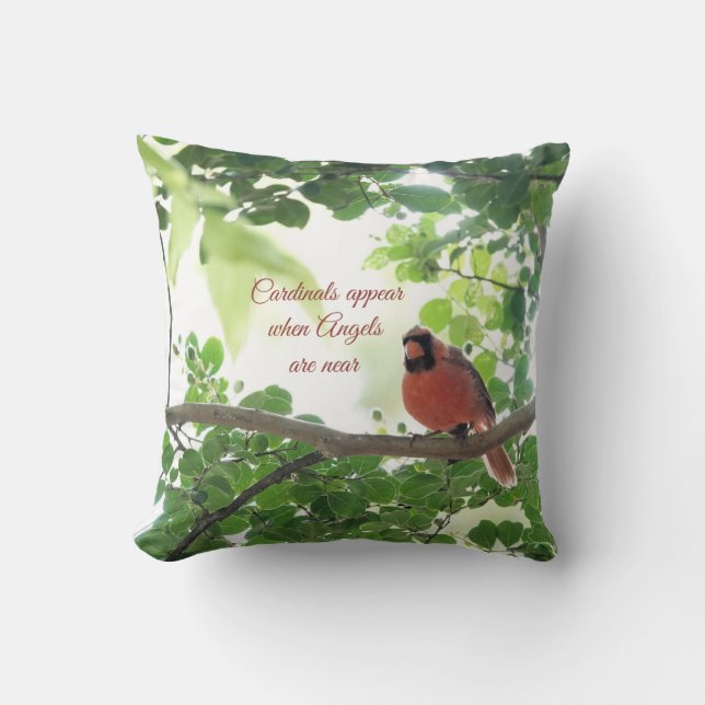 Cardinals appear when angels are near (red back) cushion (Front)