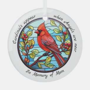 Cardinals Appear When Angels Near Grieve Christmas Glass Tree Decoration