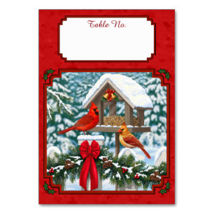 Cardinals Christmas Birdfeeder Red Table Number