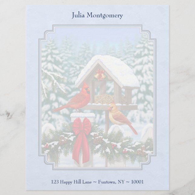 Cardinals Christmas Feast Blue Customized Letterhead (Front)
