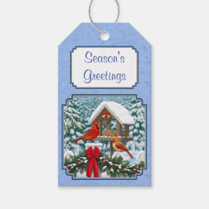 Cardinals Christmas Feast Blue Gift Tags