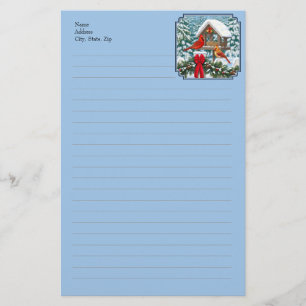 Cardinals Christmas Feast Blue Stationery