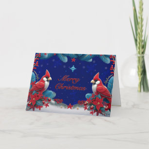 Cardinals & Christmas Foliage: A Cross of Love Card