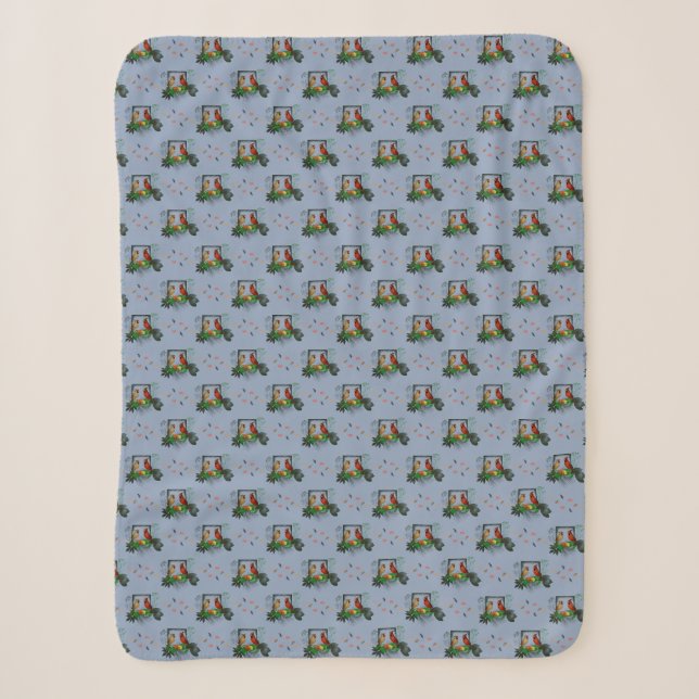 Cardinals Corner Sherpa Blanket (Light Blue) (Front)