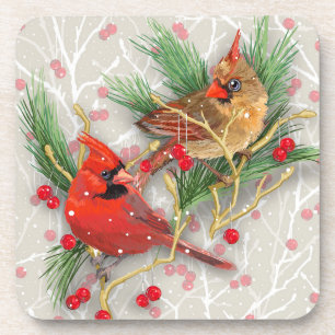 Cardinals Couple Christmas Coaster
