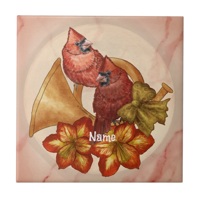 Cardinals Horn  ornament  Tile (Front)