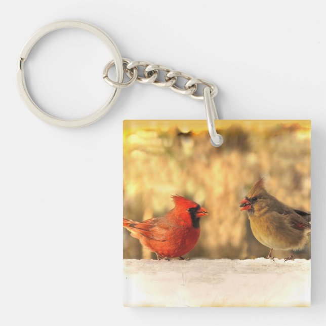 Cardinals in Autumn Key Ring (Front)