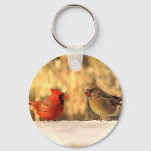 Cardinals in Autumn Keychain