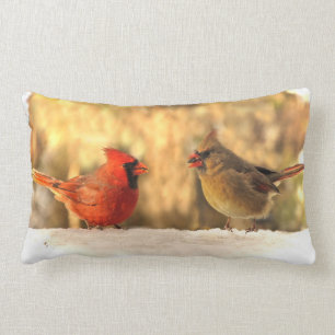 Cardinals in Autumn Lumbar Cushion