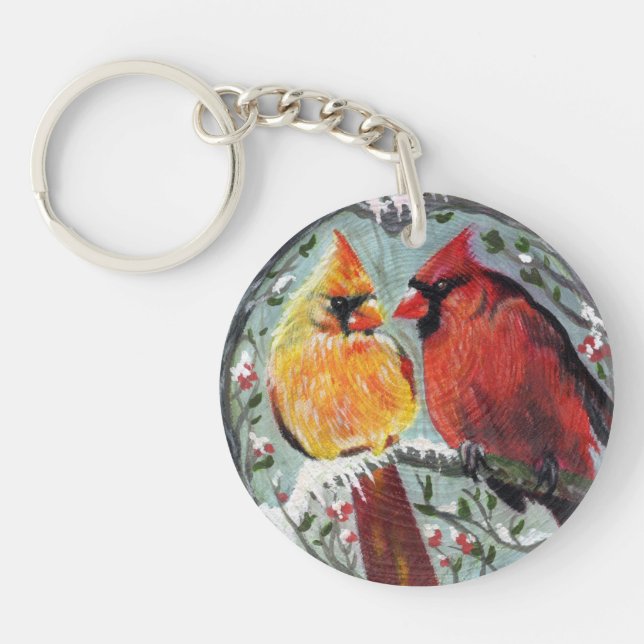 Cardinals in Love keychain (Front)