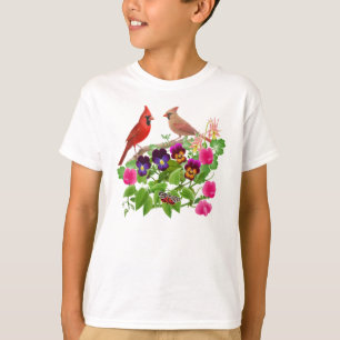 Cardinals in the Garden Kids T-Shirt