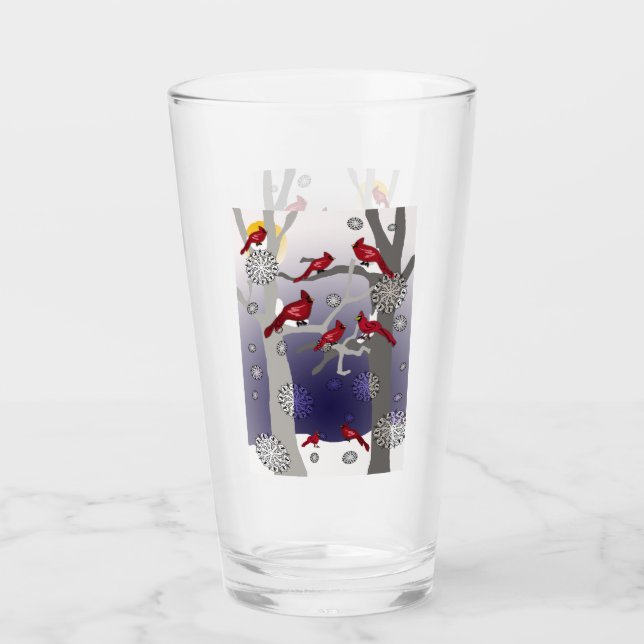 Cardinals In The Snow Glass (Front)