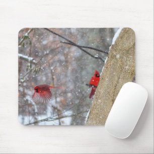 Cardinals in the Snow Mouse Pad