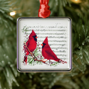 Cardinals Metal Tree Decoration