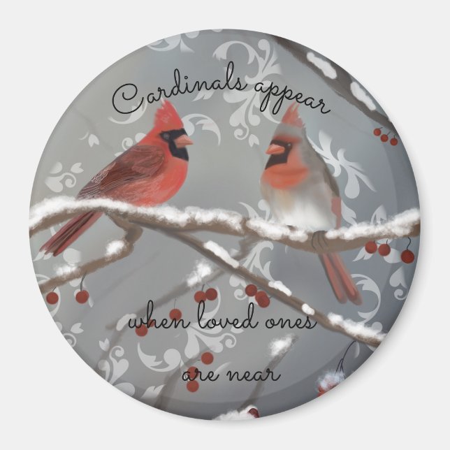 Cardinals on a Snowy Branch Magnet (Front)