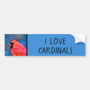 Cardinals on the Fence Painting - Original Art Bumper Sticker