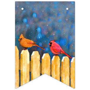 Cardinals on the Fence Painting - Original Art Bunting