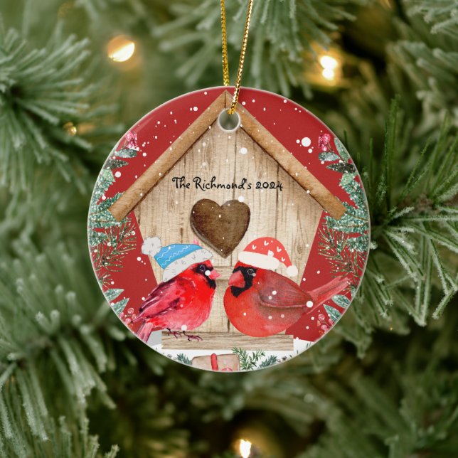 Cardinals Treehouse Personalised  Ceramic Tree Decoration (Tree)