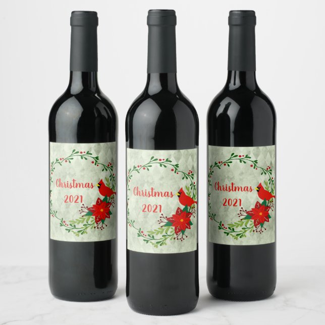 Cardinals Wreath Personalised  Wine Label (Bottles)
