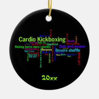 Cardio Kickboxing Word Cloud Ceramic Tree Decoration