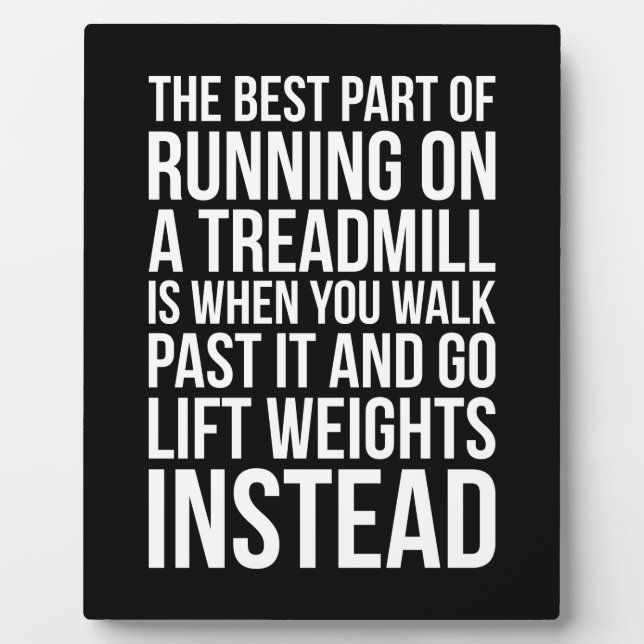 Cardio, Treadmill Running vs Lifting - Funny Gym Plaque (Front)
