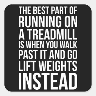Cardio, Treadmill Running vs Lifting - Funny Gym Square Sticker
