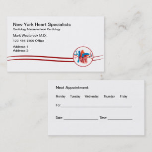 Cardiologist Appointment Medical Centre Business Card