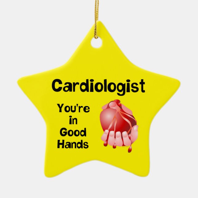Cardiologist Good Hands  Ceramic Tree Decoration (Front)